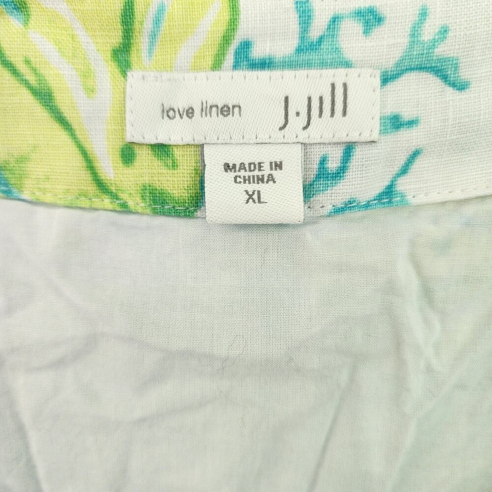 J. Jill Love Linen Women's XL Ocean Themed Lined Sleeveless Shift Dress Pockets - Picture 4 of 7